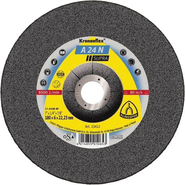 Klingspor 9" (230MM) x 6MM A 24 N Supra DPC Metal Grinding Disc