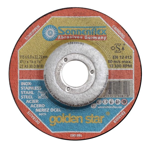 Sonnenflex 4.5" (115MM) x 6MM GoldenStar INOX Grinding Disc