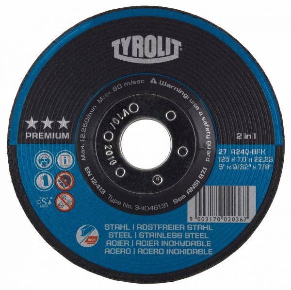 Tyrolit 5" (125MM) x 7MM 3 Star Premium Grinding Disc