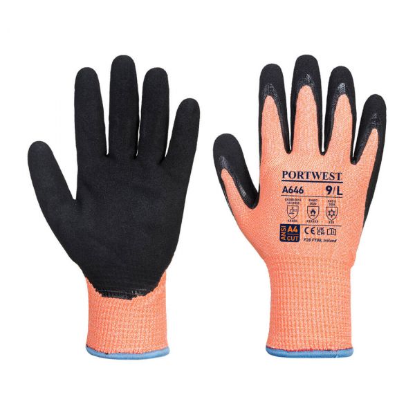 Small image of a portwest A646 Vis-Tex Winter HR Cut Glove Nitrile