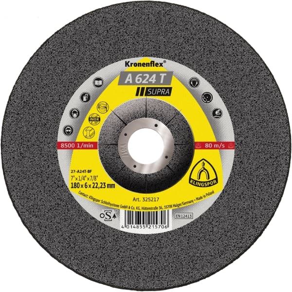 Klingspor 9" (230MM) x 6MM A 624 T Supra DPC Metal Grinding Disc