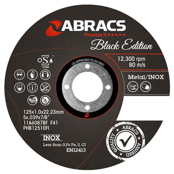 Abracs 5" (125MM) x 1MM Black Edition INOX Cutting Disc