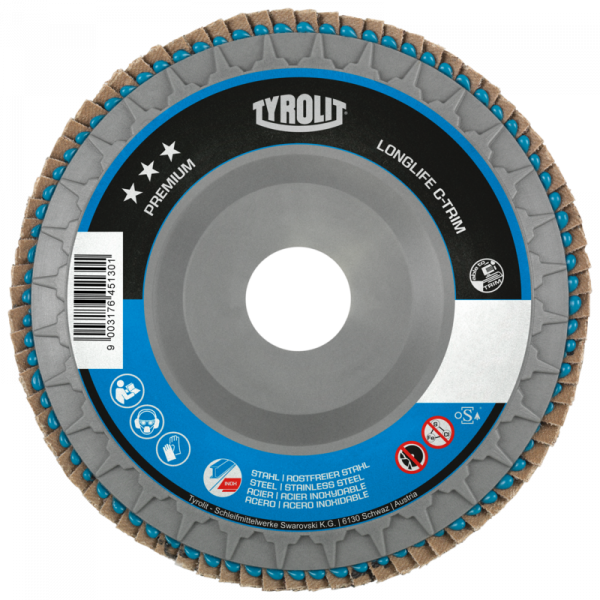 Tyrolit 4.5" (115MM) 3 Star Premium Longlife C-TRIM Flap Disc