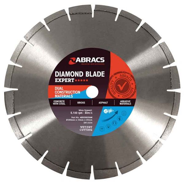 Abracs Expert ***** 14" (350MM) 25.4MM Centre Bore Dual Construction Material Diamond Cutting Blade