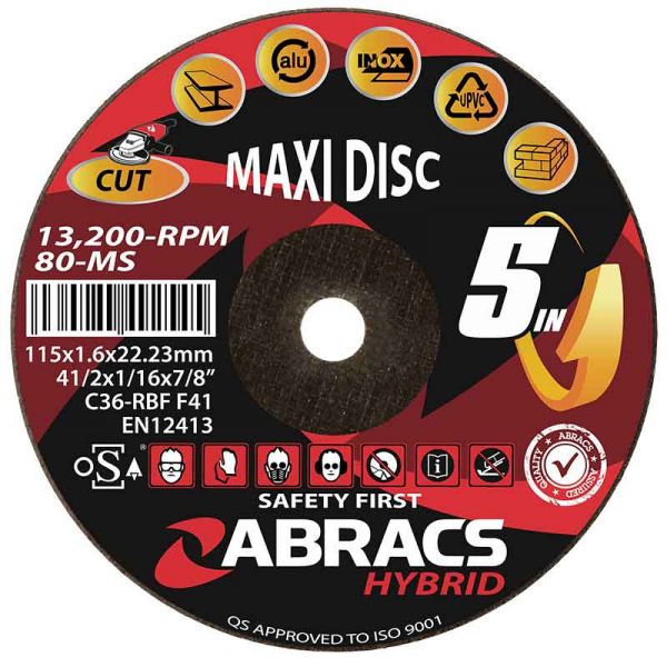 Abracs 5" (125MM) x 1.6MM Hybrid 5 in 1 Cutting Disc