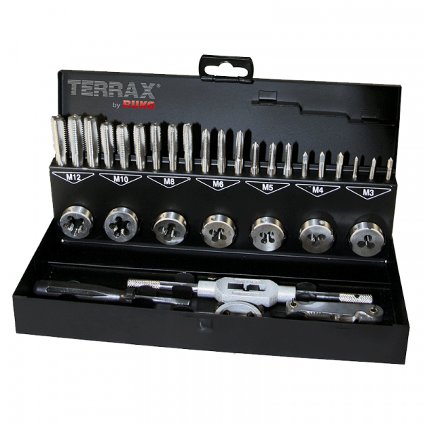 Ruko Terrax 31 Piece M3-M12 Hand Tap and Die Set in Steel Case