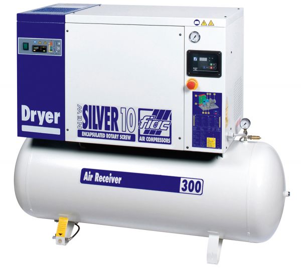 FIAC Silver D 10/300 10HP 270L Rotary Screw Air Compressor with Built In Air Dryer