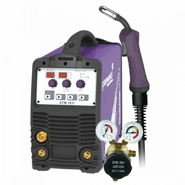 Parweld XTM 161i MIG Welder with MIG torch and gas regulator