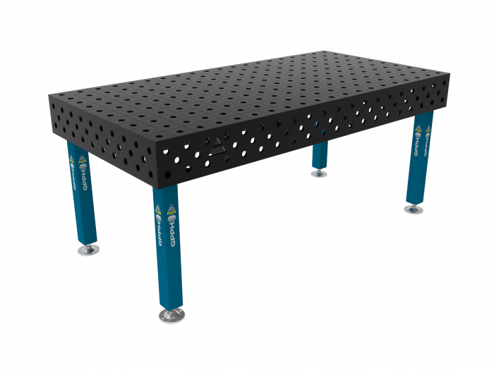 Welding table with deals holes
